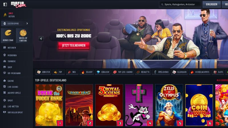 Mafia Casino live dealer section for NZ
